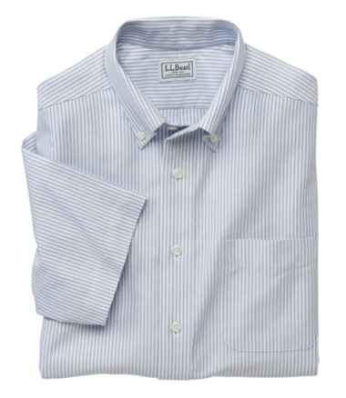 Wrinkle-Free Classic Oxford Cloth Shirt, Traditional Fit Short-Sleeve University Stripe