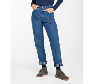 Flannel-Lined Double L  Jeans, Relaxed Fit  Plaid