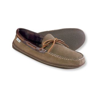 Suede Handsewn Slippers, Flannel-Lined
