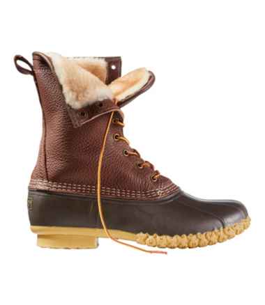 Men's Tumbled-Leather L.L.Bean Boots, 10" Shearling-Lined