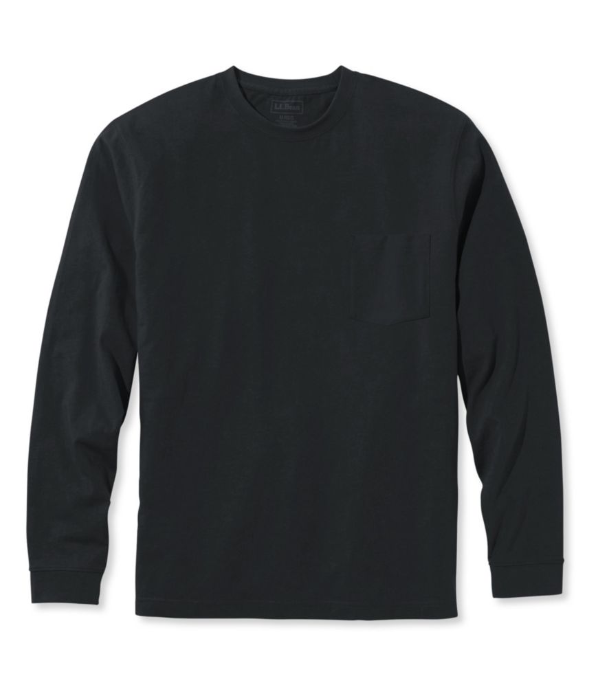 Carefree Unshrinkable Tee With Pocket, Traditional Fit Long Sleeve