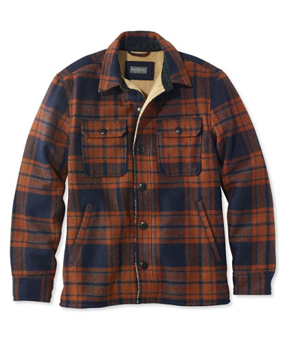 Men's Signature Lined Wool-Blend Shirt Jacket, Slim Fit Plaid | Free ...